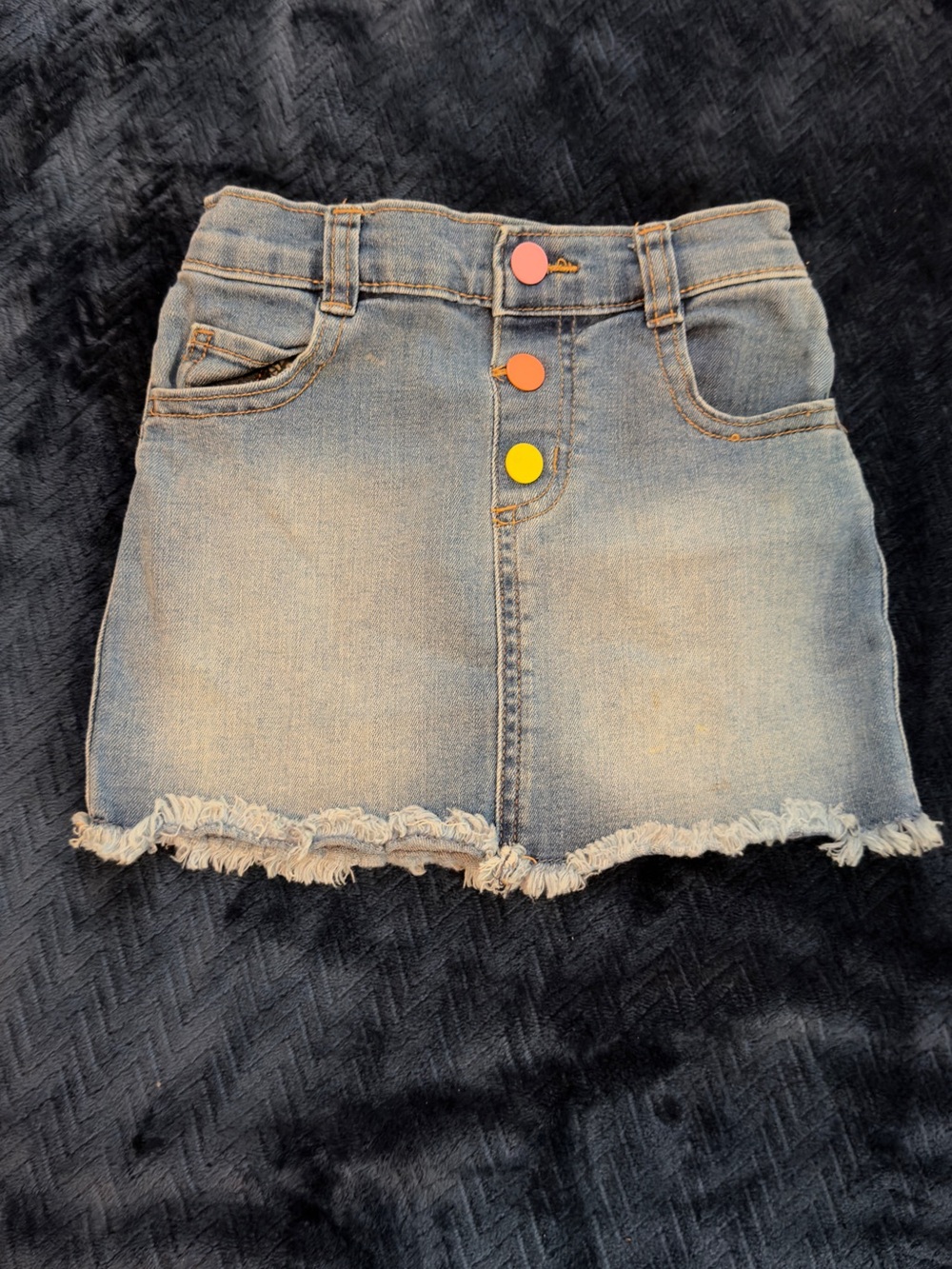 Garanimals Light Blue Frayed-Hem Denim Skirt with Colorful Buttons